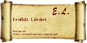 Erdődi Lóránt névjegykártya